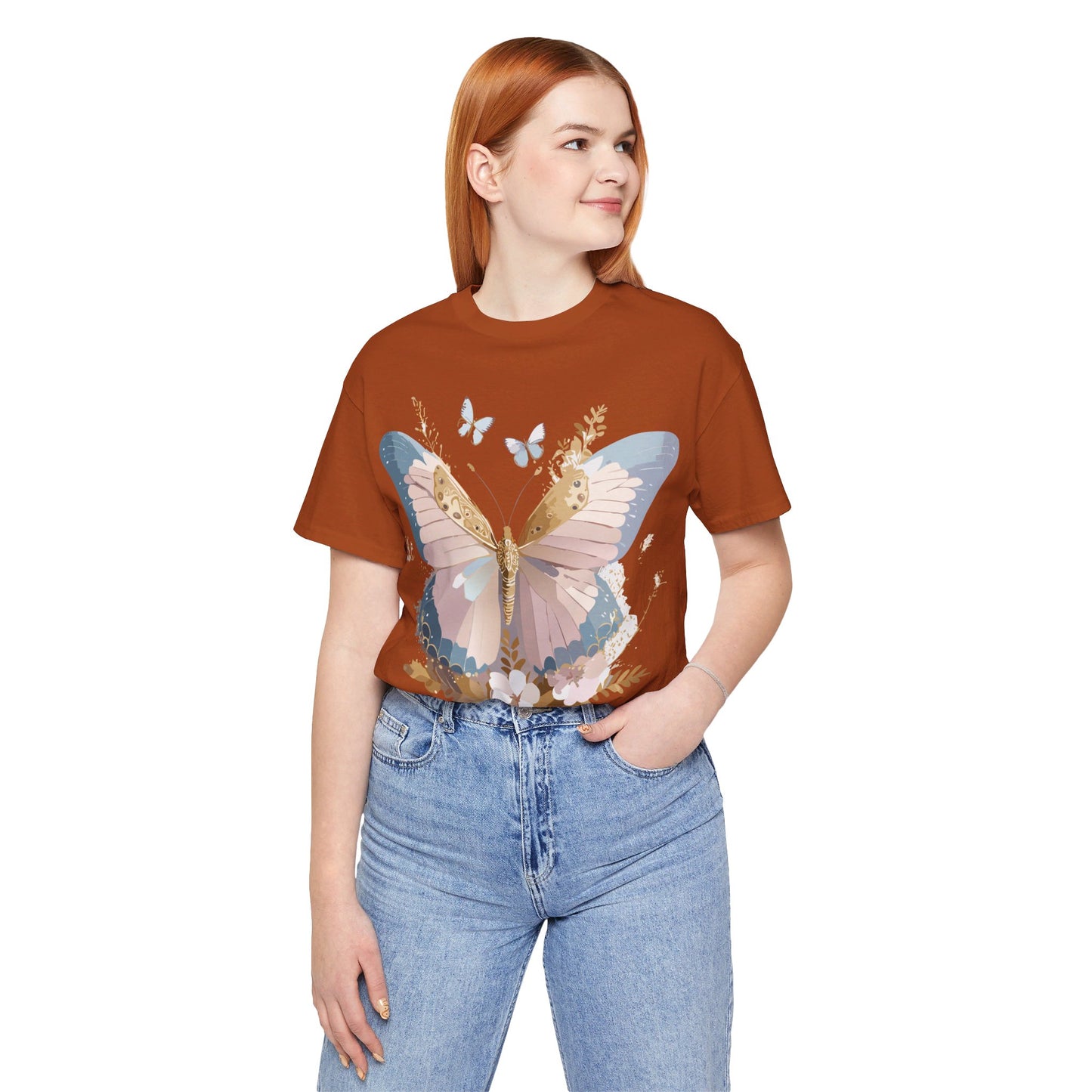 T-shirt en coton naturel avec papillon