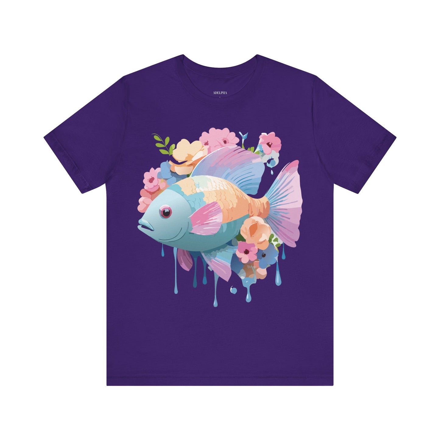 Natural Cotton Tee Shirt with Fish