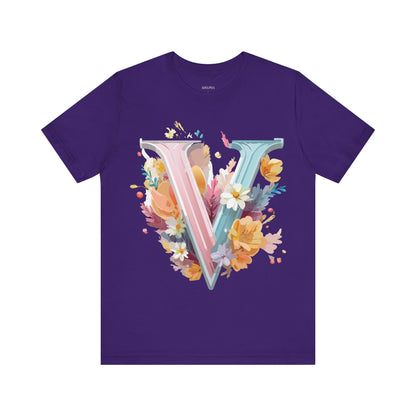 Natural Cotton Tee Shirt - Letters Collection - V Printify