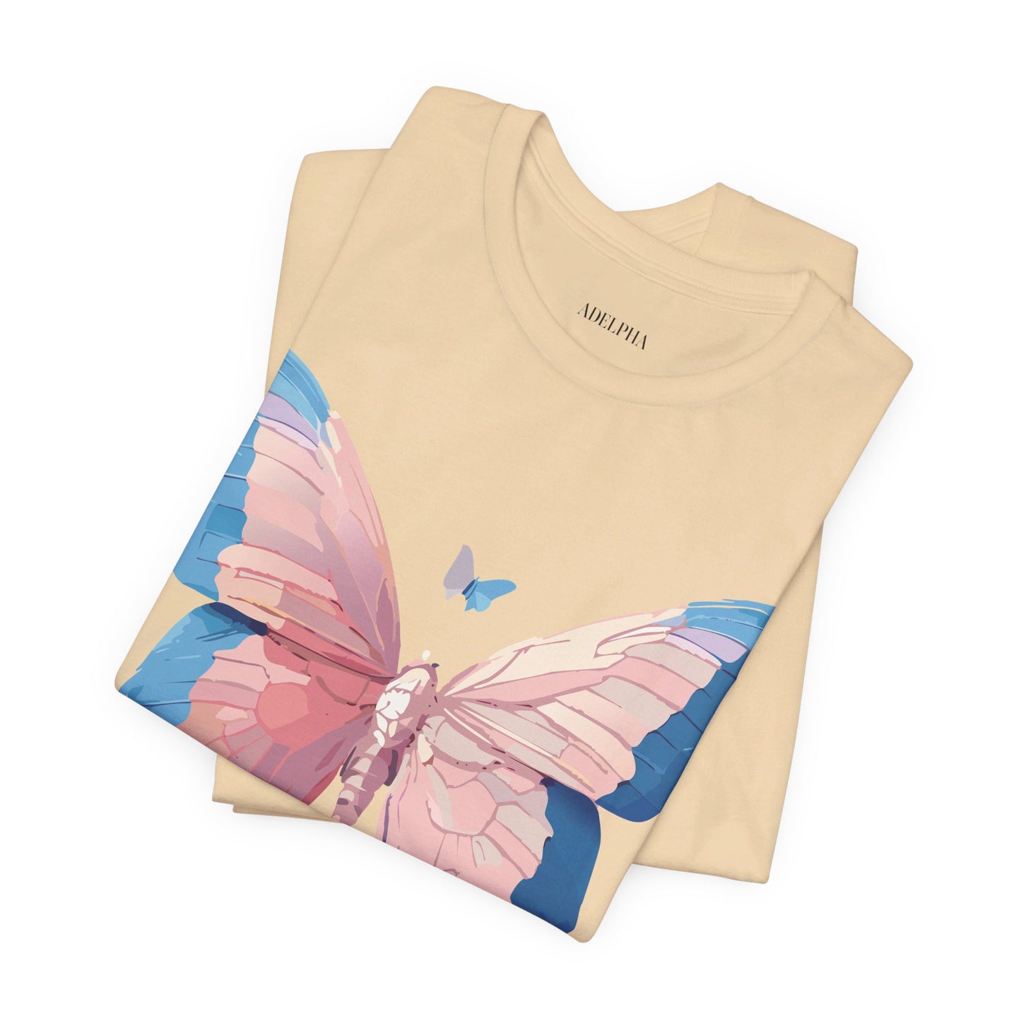 Natural Cotton Tee Shirt with Butterfly