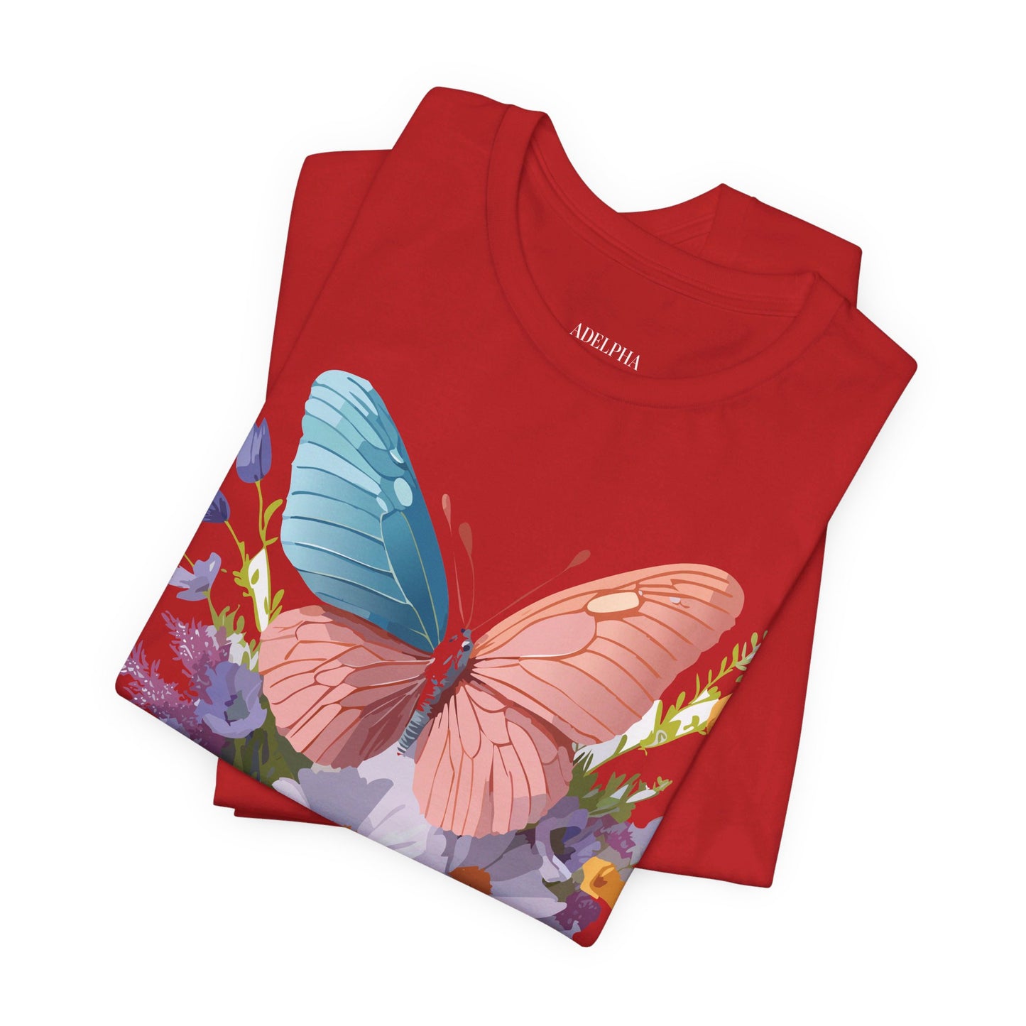 Natural Cotton Tee Shirt with Butterfly