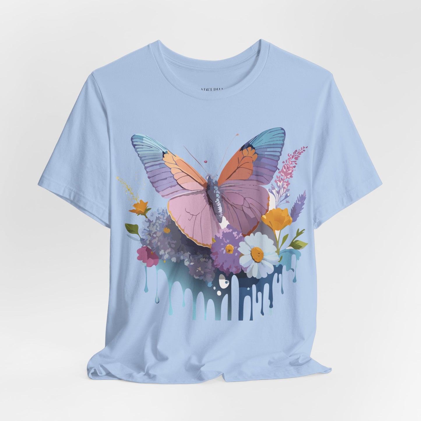 Natural Cotton Tee Shirt with Butterfly