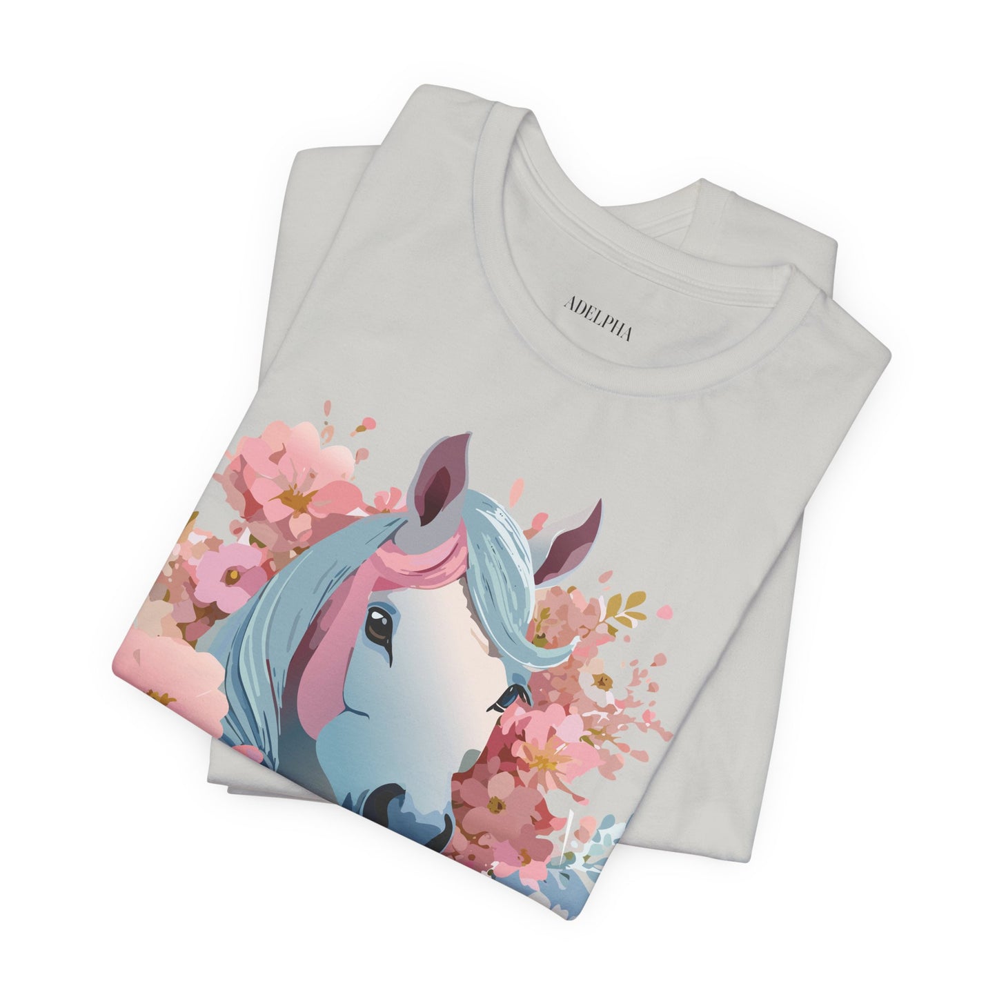 Natural Cotton Tee Shirt with Horse