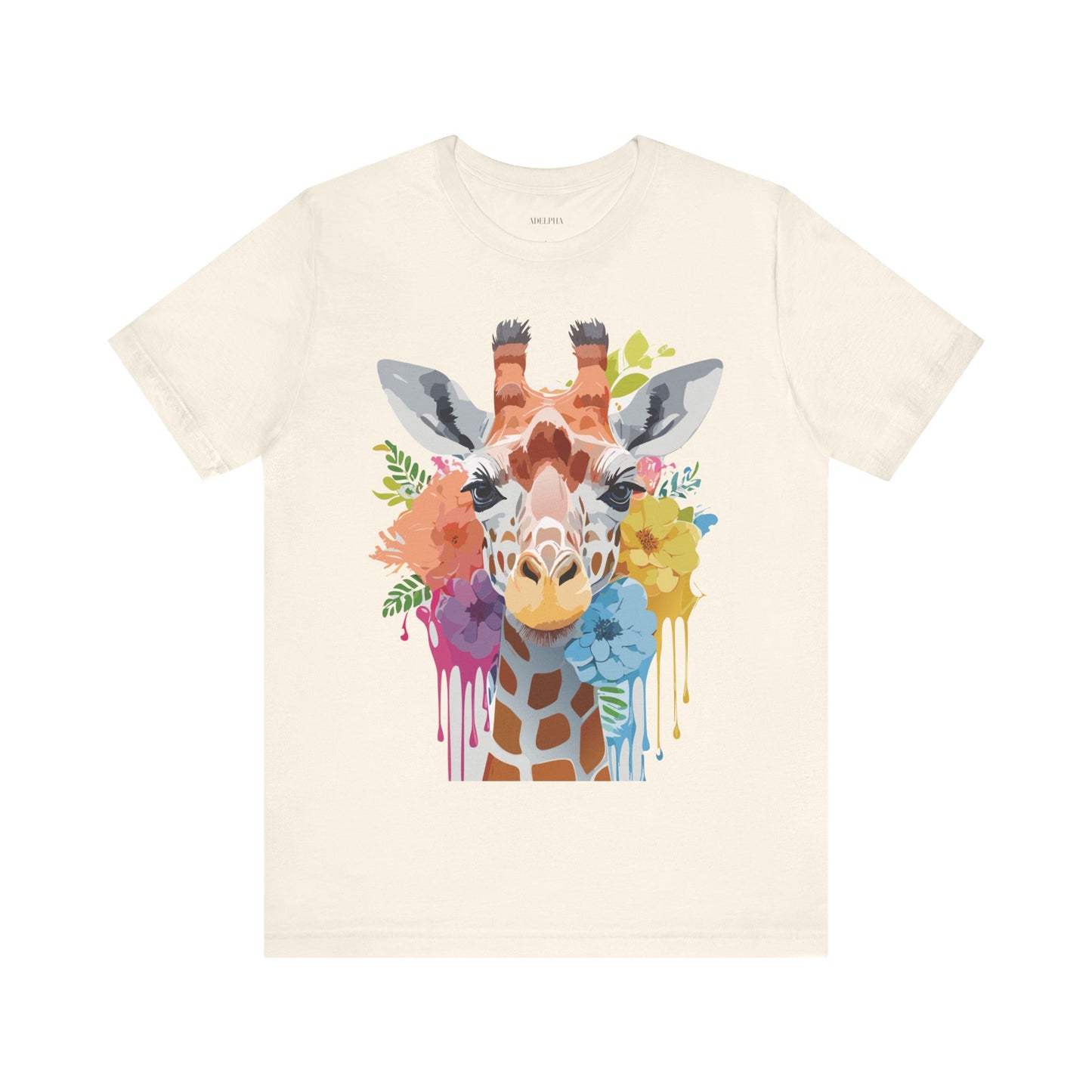 Natural Cotton Tee Shirt with Giraffe