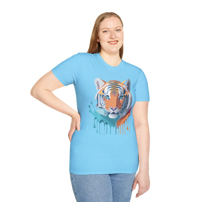 Tiger Print Shirt Unisex Softstyle Tee 100 Percent Ring Spun Cotton