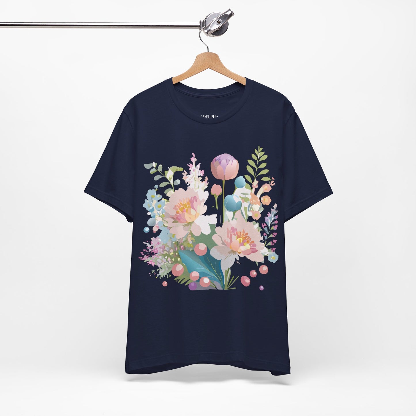 T-shirt en coton naturel avec fleurs