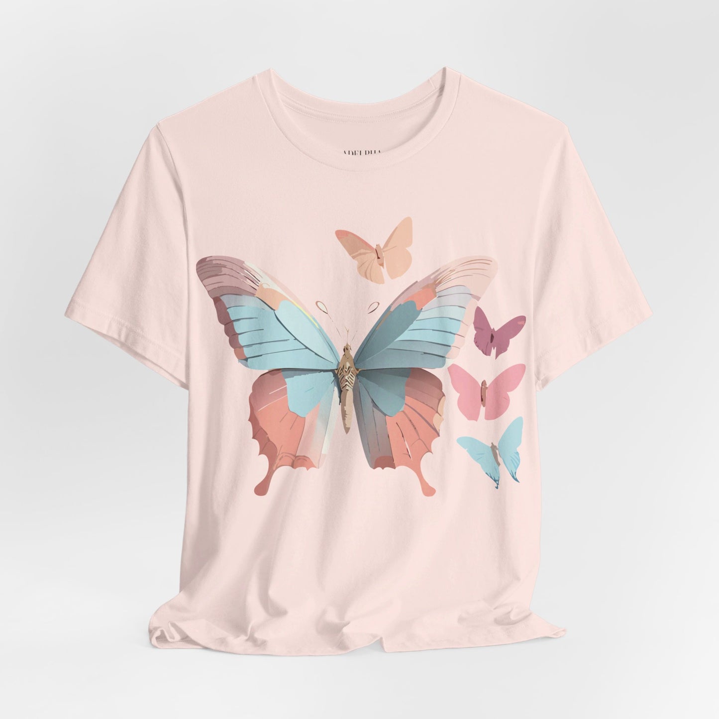 Natural Cotton Tee Shirt with Butterfly