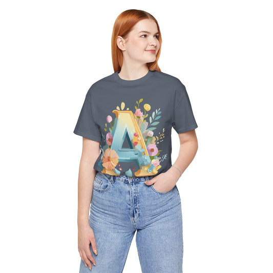 Natural Cotton Tee Shirt - Letters Collection - A Printify