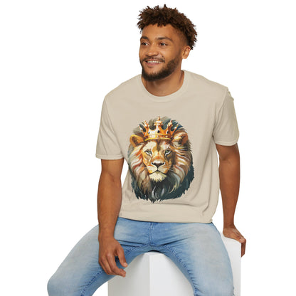 Unisex Lion Print T Shirt Softstyle 64000 One Hundred Percent Ring Spun Cotton