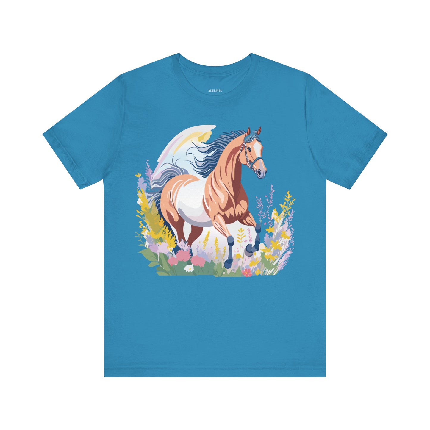 Natural Cotton Tee Shirt with Horse