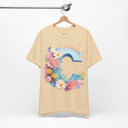 Natural Cotton Tee Shirt - Letters Collection - C Printify