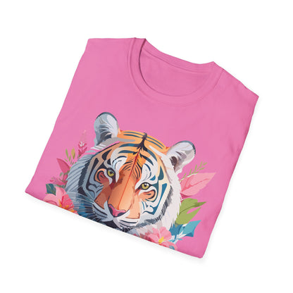 Tiger Print Unisex Softstyle T Shirt Short Sleeve Gildan 64000 Tee