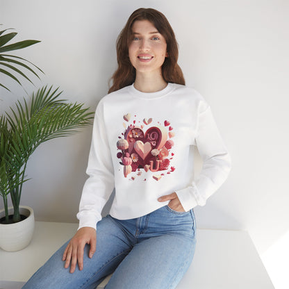Unisex Floral Big Heart Sweatshirt Love Floral Valentine Day Cotton Poly Blend