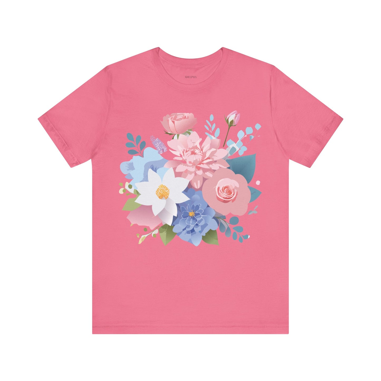 Natural Cotton Tee Shirt with Flowers