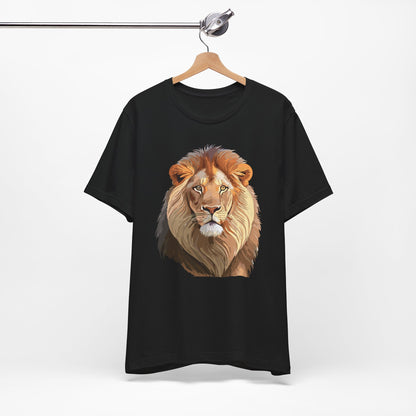 Safari Lion Head Illustration T-Shirt Unisex Cotton Realistic Lion Portrait Tee 3