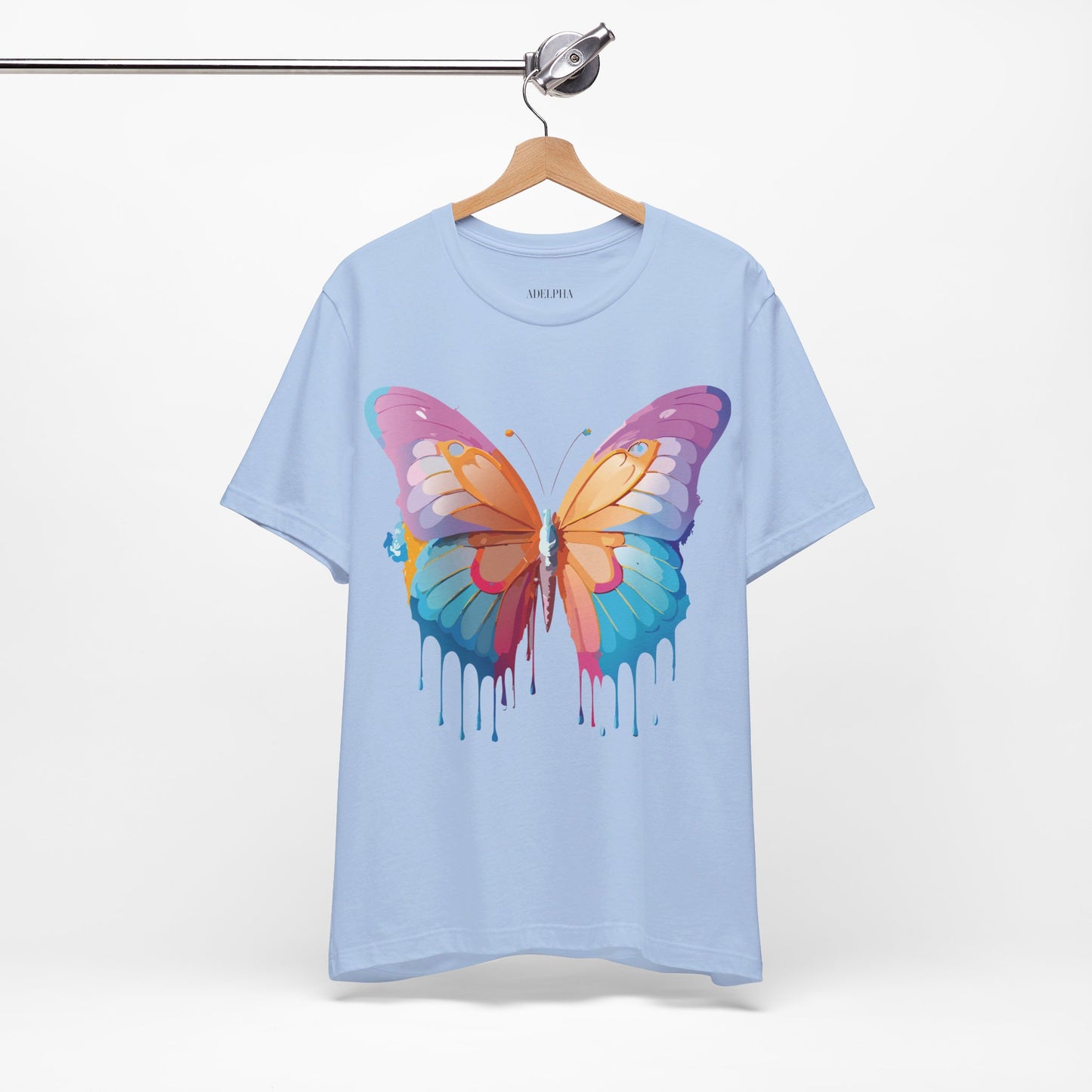 Natural Cotton Tee Shirt with Butterfly