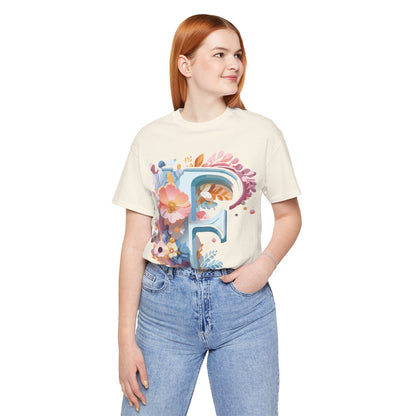 Natural Cotton Tee Shirt - Letters Collection - F Printify