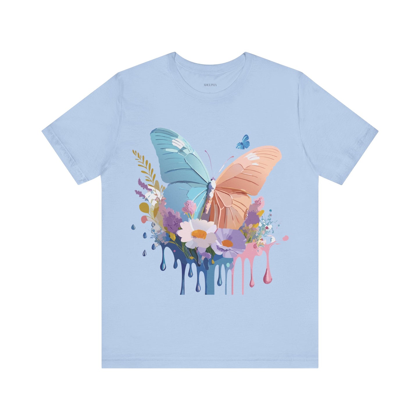 Natural Cotton Tee Shirt with Butterfly