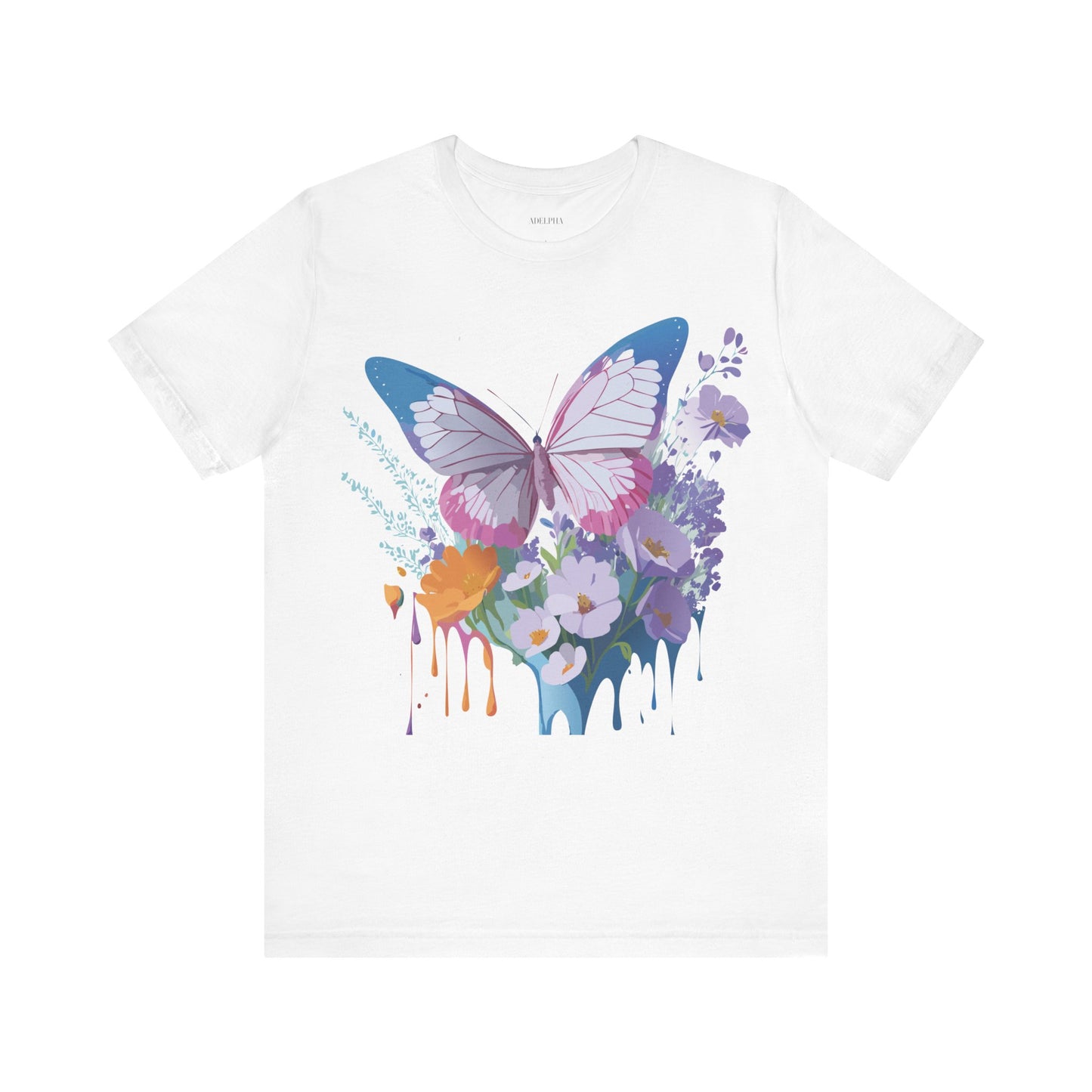 Natural Cotton Tee Shirt with Butterfly