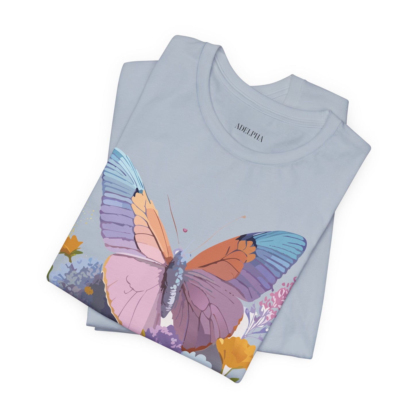 Natural Cotton Tee Shirt with Butterfly