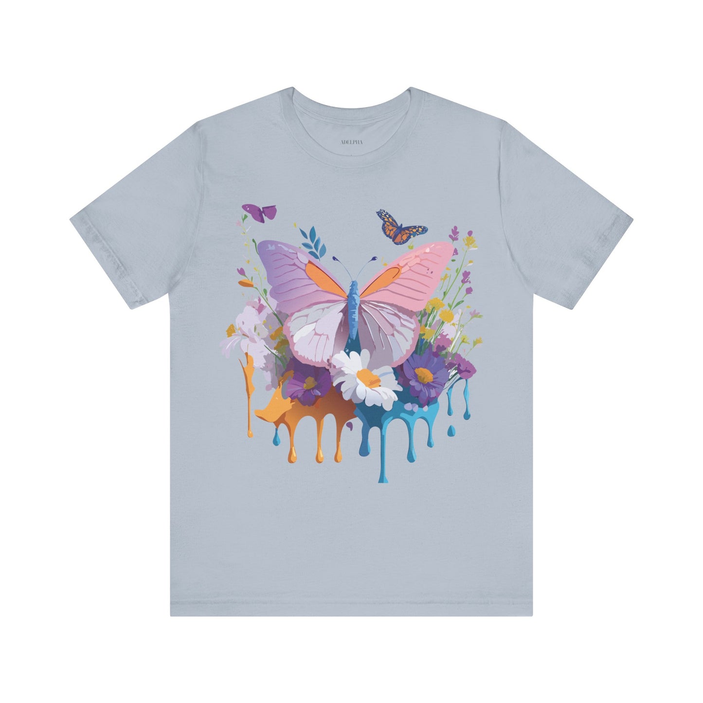 Natural Cotton Tee Shirt with Butterfly