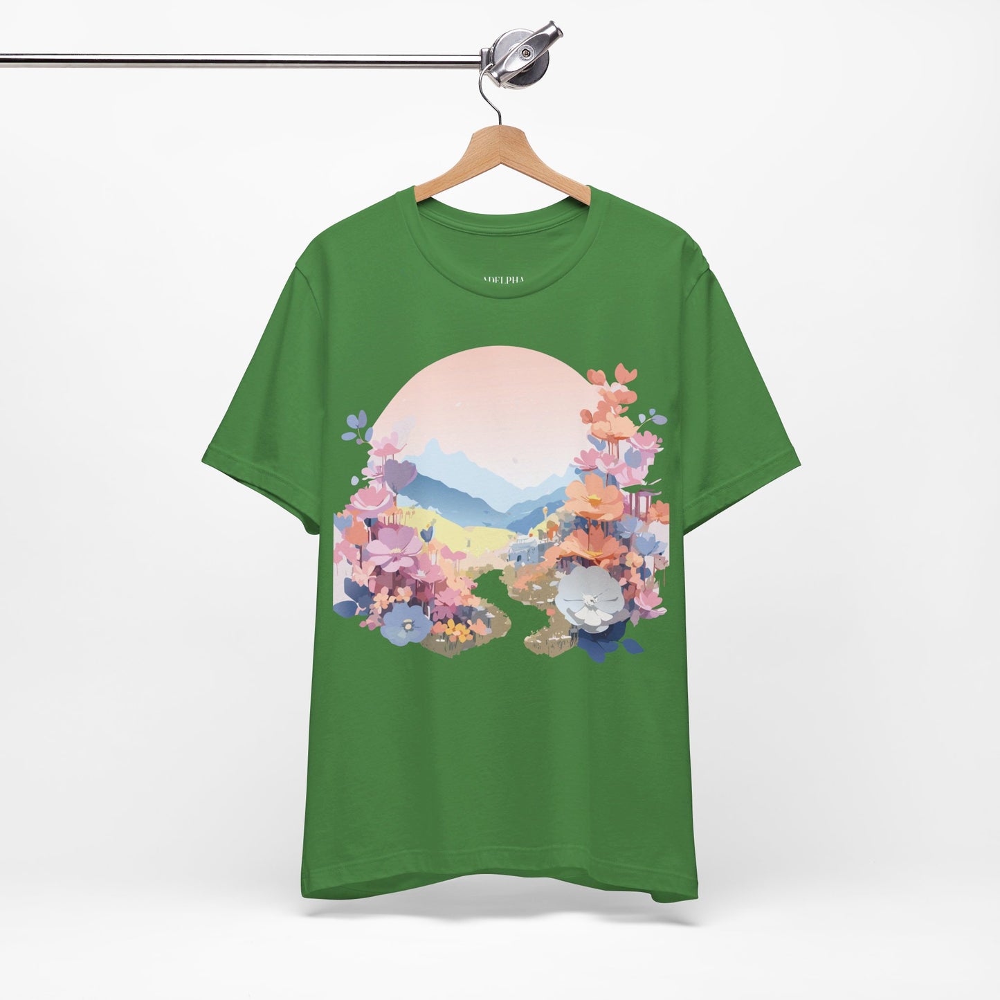 Natural Cotton Tee Shirt with Flowers