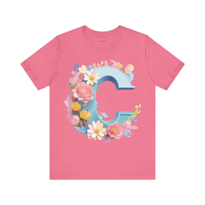 Natural Cotton Tee Shirt - Letters Collection - C Printify