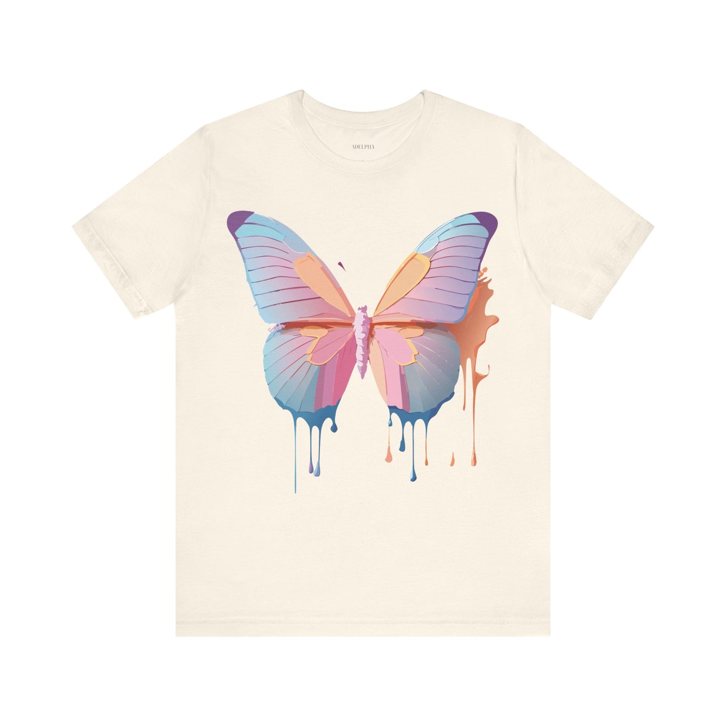 Natural Cotton Tee Shirt with Butterfly