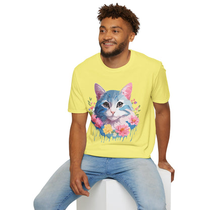 Cat Shirt Unisex Cat Tee Kitten Print Gildan Softstyle 64000