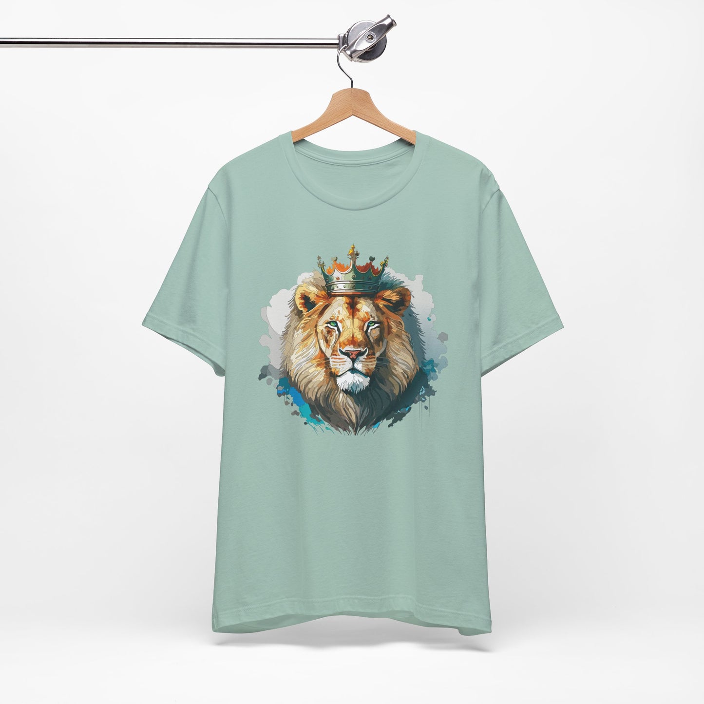 Lion with Crown Tee Unisex Cotton Watercolor King Lion Graphic T-Shirt 2