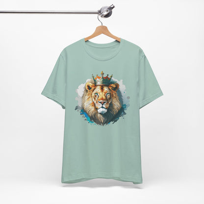Lion with Crown Tee Unisex Cotton Watercolor King Lion Graphic T-Shirt 2