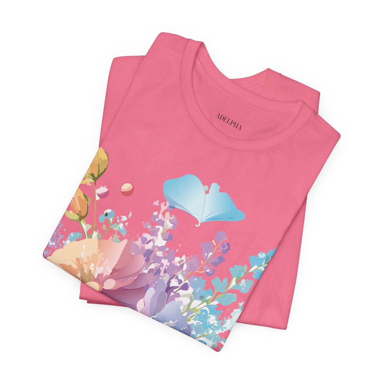 T-shirt en coton naturel avec fleurs