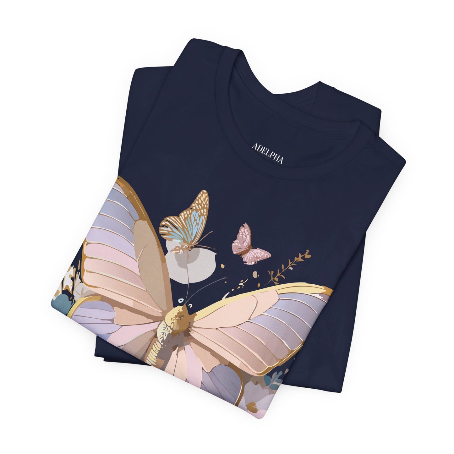 Natural Cotton Tee Shirt with Butterfly