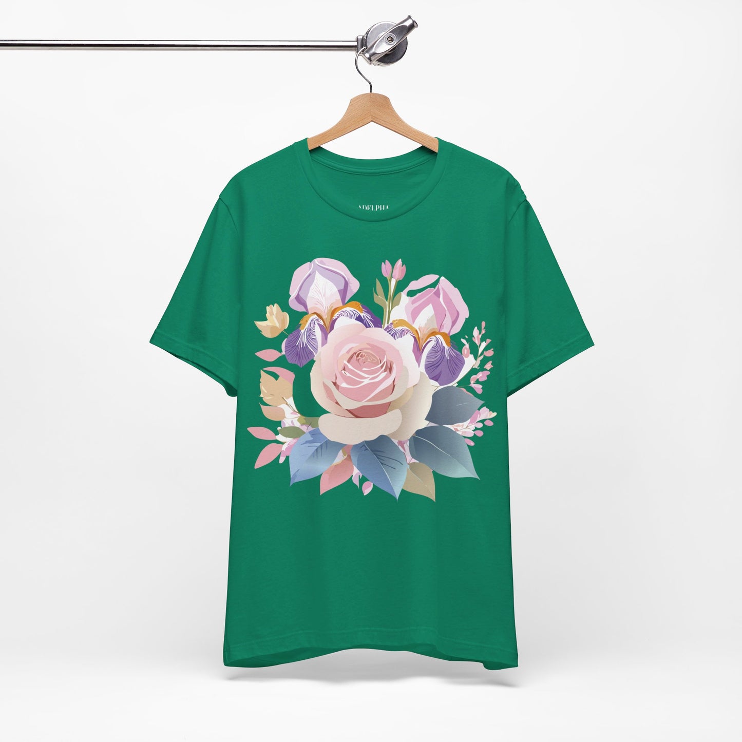 T-shirt en coton naturel avec fleurs