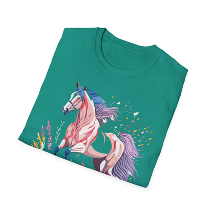 Horse Shirt Unisex Tee Animal Print Gildan Softstyle 64000 Ring Spun Cotton