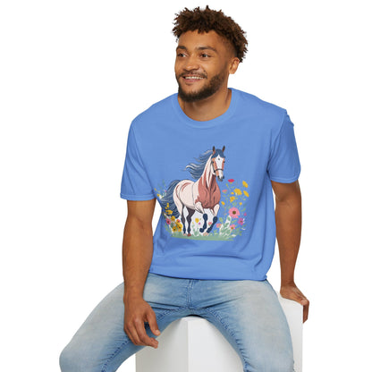Unisex Horse Tee Softstyle Cotton Shirt With Animals Design Graphic