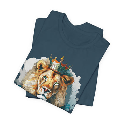 Lion with Crown Tee Unisex Cotton Watercolor King Lion Graphic T-Shirt 2