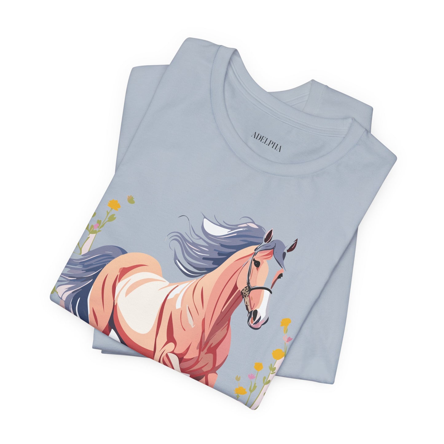 Natural Cotton Tee Shirt with Horse