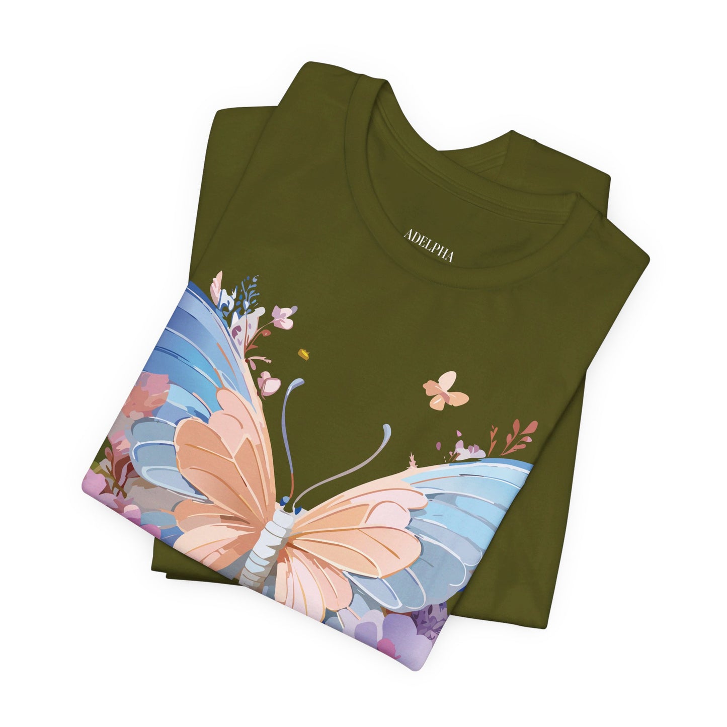 Natural Cotton Tee Shirt with Butterfly