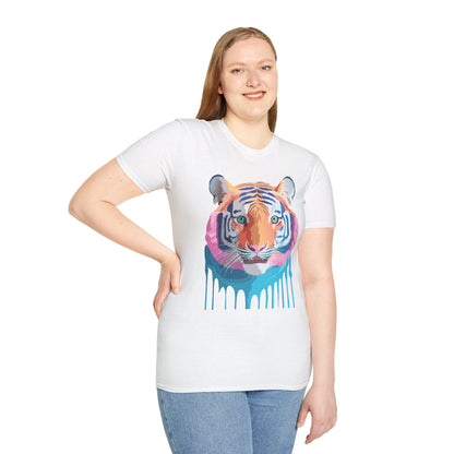 Tiger Print Unisex Softstyle Breathable Cotton Tee 64000 Gildan Shirt