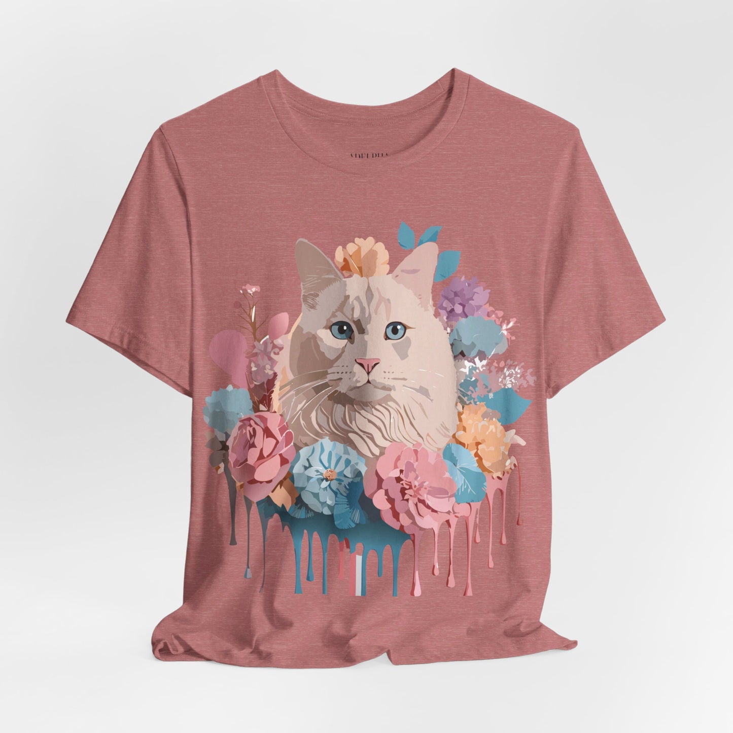 Natural Cotton Tee Shirt with Cat