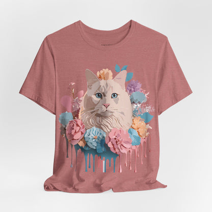 Natural Cotton Tee Shirt with Cat Printify