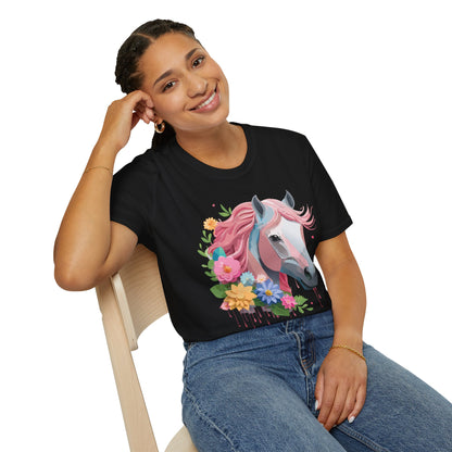 Unisex Horse Shirt Softstyle Cotton Tee With Animal Print Design