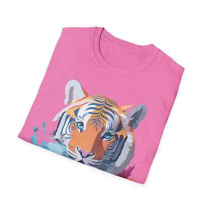 Tiger Print Shirt Unisex Softstyle Tee 100 Percent Ring Spun Cotton