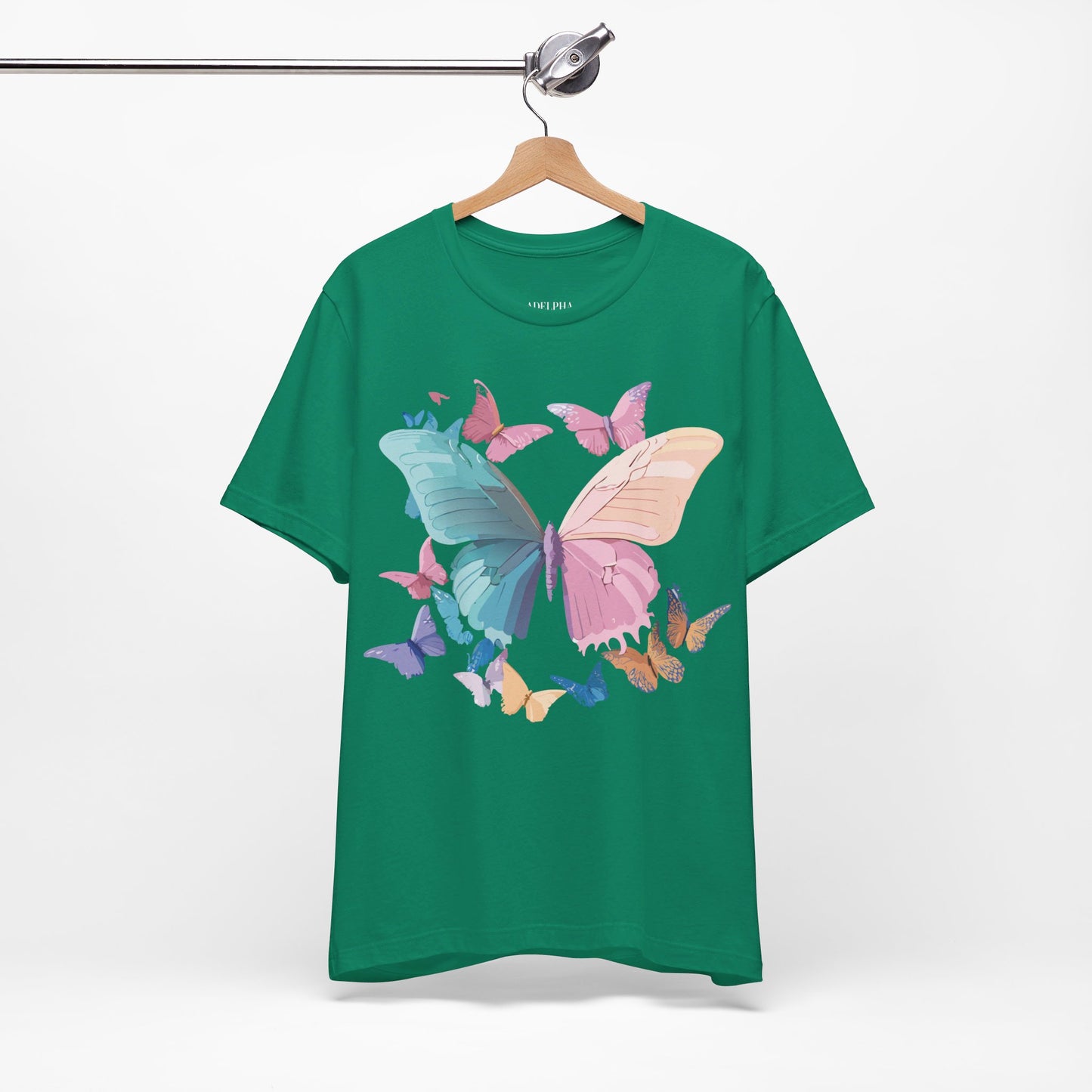 Natural Cotton Tee Shirt with Butterfly