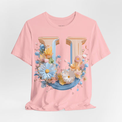 Natural Cotton Tee Shirt - Letters Collection - U Printify