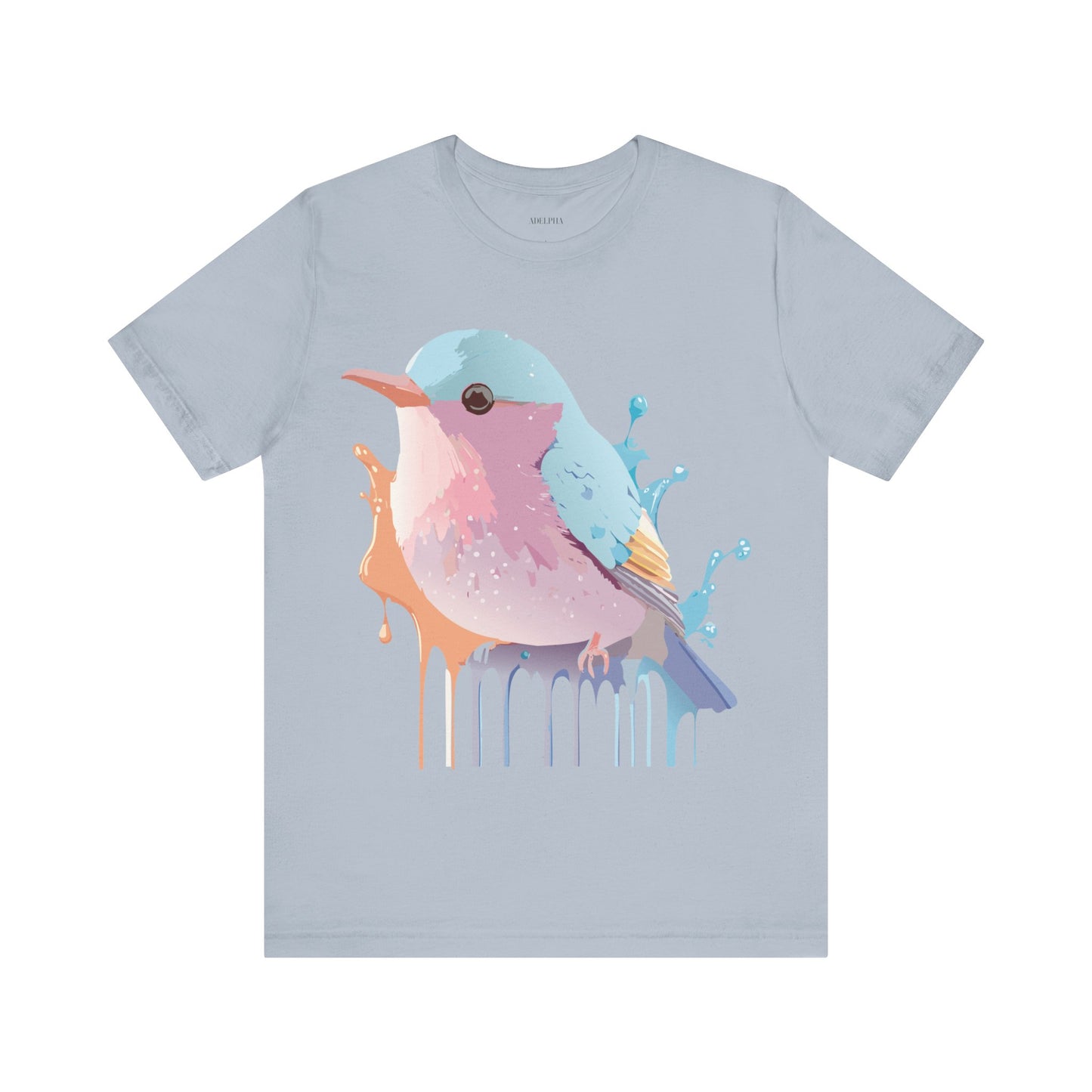 Natural Cotton Tee Shirt with Bird