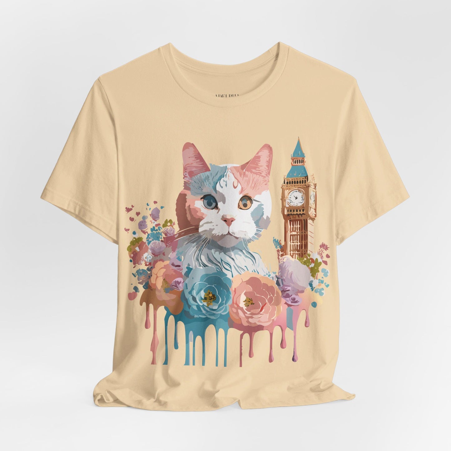 Natural Cotton Tee Shirt with Cat