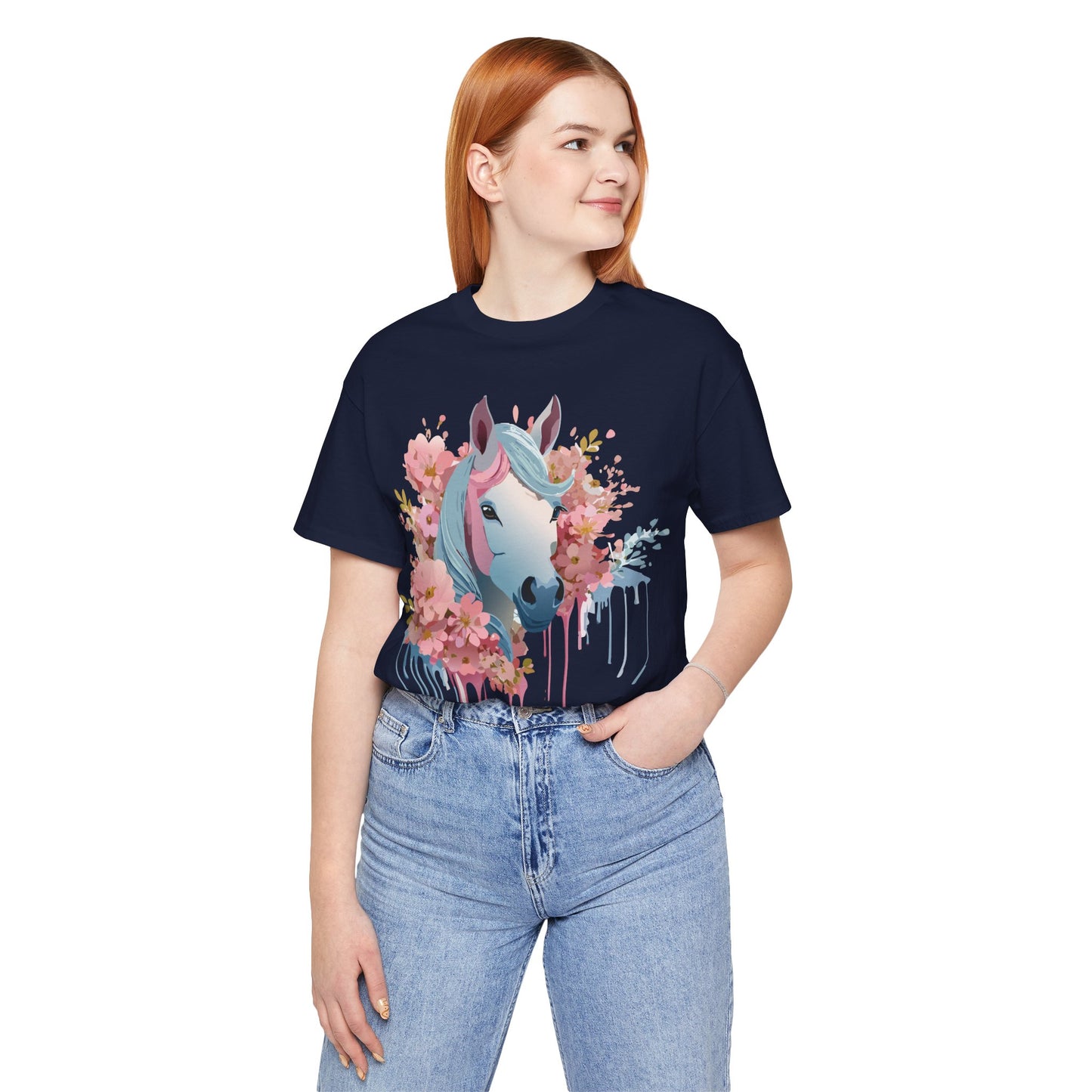 Natural Cotton Tee Shirt with Horse