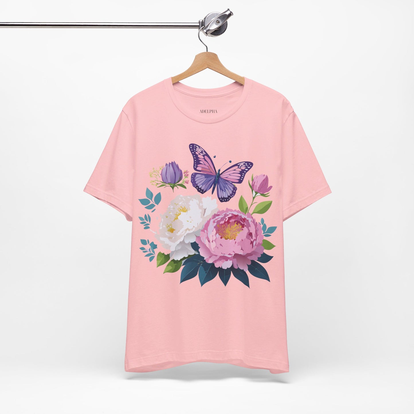 T-shirt en coton naturel avec fleurs